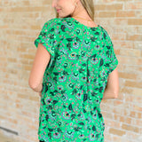 Lizzy Cap Sleeve Top in Green and Black Floral