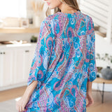 Lizzy Dress in Teal and Pink Paisley