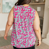 Lizzy Tank Top in Pink and Mint Paisley