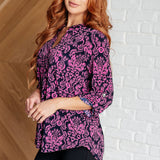 Lizzy Top in Hot Pink and Navy Damask