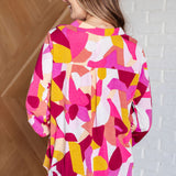 Lizzy Top in Magenta and Mustard Abstract