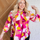 Lizzy Top in Magenta and Mustard Abstract