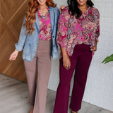 Lizzy Top in Magenta and Wine Paisley