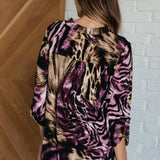 Lizzy Top in Purple and Taupe Animal Print