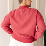 Make No Mistake Mock Neck Pullover in Cranberry