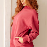 Make No Mistake Mock Neck Pullover in Cranberry