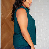 Matter of Fact Pleat Front Sleeveless Blouse in Sea Green