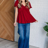 One Day Soon V-Neck Ruffle Detail Top