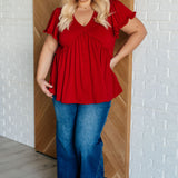 One Day Soon V-Neck Ruffle Detail Top