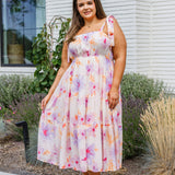 Pastel Petals Floral Midi Dress