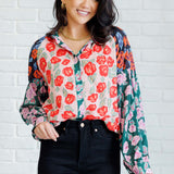 Presupposed Ideas Mixed Print Button Up Blouse