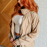 Rain, Rain Go Away Parachute Jacket in Camel