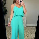 Ribbed Double Layer Jumpsuit in Mint