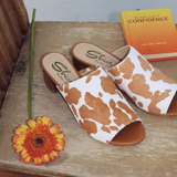 Richwood Peeptoe Tan and White Cowhide Slide