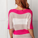 Rows Of Rose Short Sleeve Knit Top