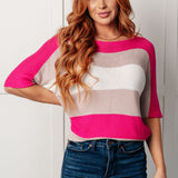 Rows Of Rose Short Sleeve Knit Top