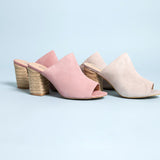 Helena Heeled Sandal in Blush Suede