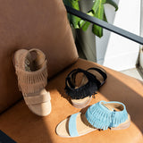 Fringe Star Sandal in Teal