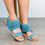 Fringe Star Sandal in Teal