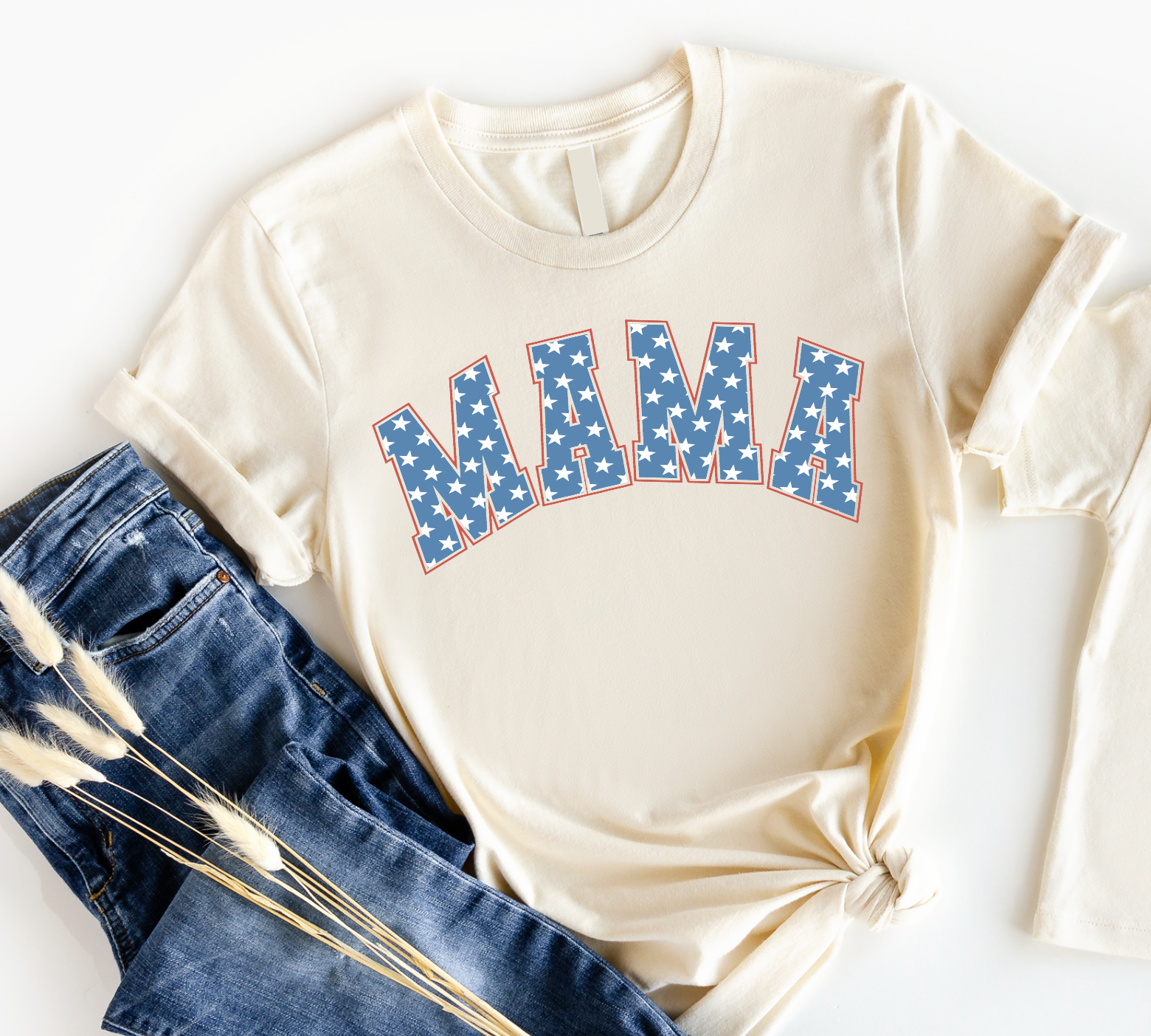 MAMA AND MINI RED WHITE AND BLUE STARS Shirt