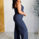 Shavasana Everyday Wide Leg Jumpsuit in Navy