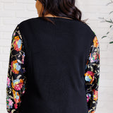 She is the Party Floral Sequins Mesh Sleeve Top