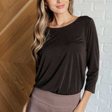 Signature Classic Round Neck Top in Chocolate