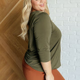 Signature Classic Round Neck Top in Olive