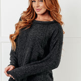 Simple Silhouette Brushed Hacci Sweater in Black