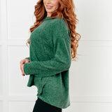 Simple Silhouette Brushed Hacci Sweater in Dark Green