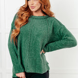 Simple Silhouette Brushed Hacci Sweater in Dark Green