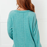 Simple Silhouette Brushed Hacci Sweater in Dusty Teal