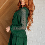 Starlit Glow V-Neck Tiered Dress in Hunter Green