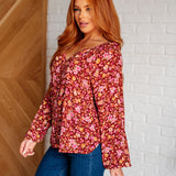 Sunday Brunch Blouse in Rust Floral