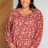 Sunday Brunch Blouse in Rust Floral