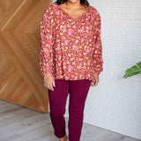 Sunday Brunch Blouse in Rust Floral