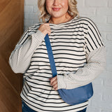 Super Clever Patchwork Striped Top in Ivory