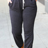 Feeling Cozy Ash Black Acid Wash Fleece Sweatpants