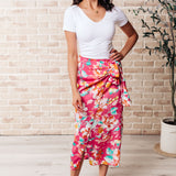 Take Me Outside Wrap Around Skirt in Magenta