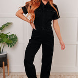 Tilda Short Sleeve Control Top Denim Jumpsuit