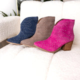 Twilight Studded Heeled Ankle Boot in Magenta