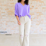 Up For Anything V-Neck Blouse in Lavender