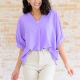 Up For Anything V-Neck Blouse in Lavender