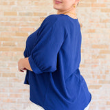 Up For Anything V-Neck Blouse in Navy