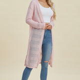 Double Take Full Size Open Front Longline Cardigan