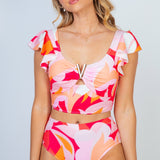 White Birch Full Size Floral Two Piece Swim Set