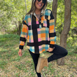 PREORDER: Rainbow Plaid Button Hoodie