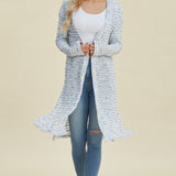 Double Take Full Size Open Front Longline Cardigan