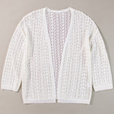 Openwork Open Front Dropped Shoulder Cardigan