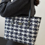 Heart Plaid PU Leather Strap Tote Bag